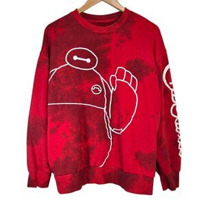 Disney Adult Park Exclusive Big Hero 6 Baymax Red Tie Dye Sweatshirt Movie Large